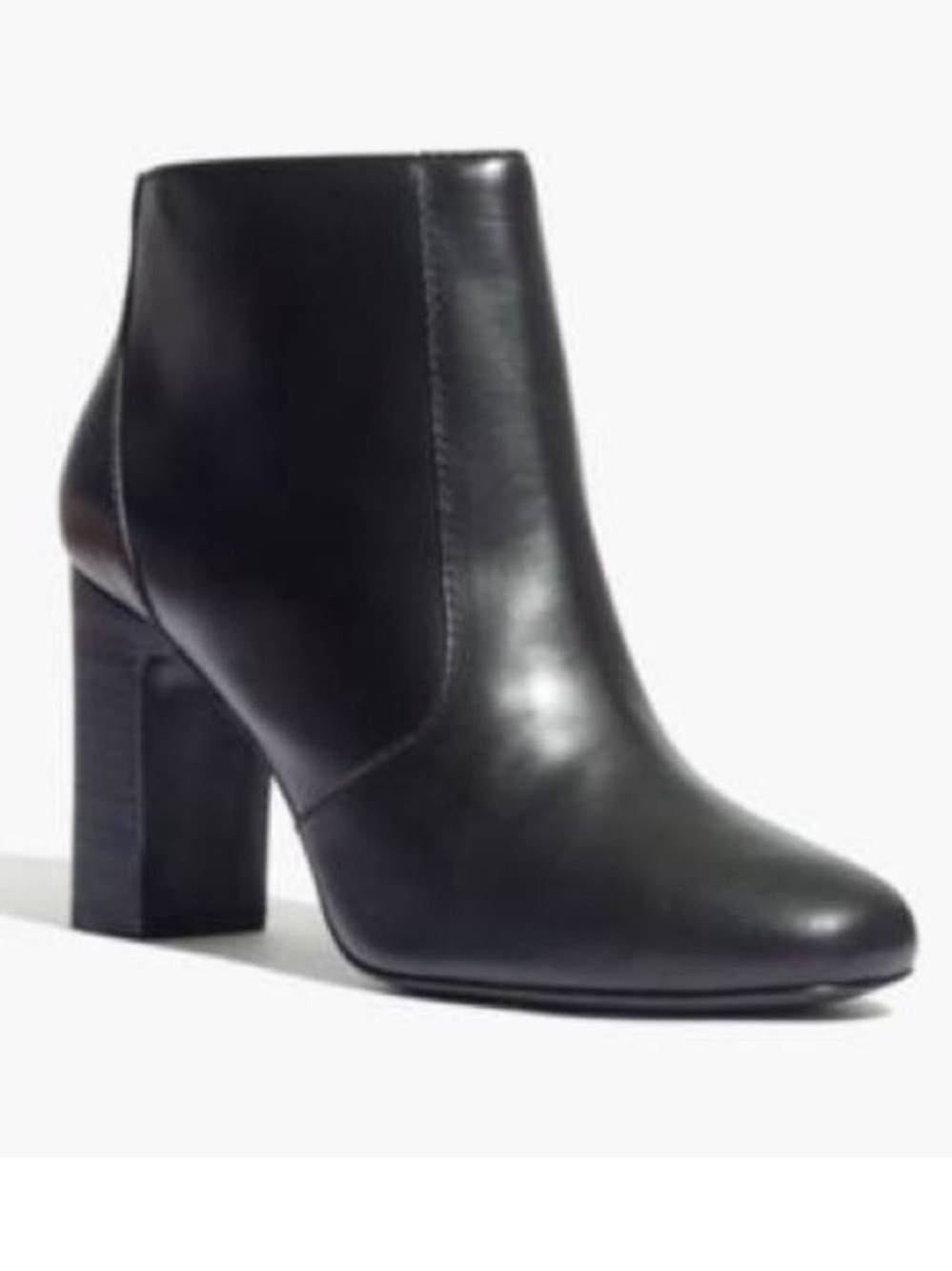 Madewell Women's Sutton Leather Ankle Boots 6.5 Black Block Heel Side Zipper